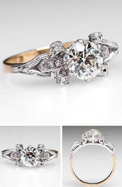 Vintage 1940s Diamond Engagement Ring 1940s Love, Vintage Antique Engagement Rings, Retro Engagement Rings, Antique Engagement Rings Vintage, Antique Engagement, Wedding Rings Vintage, Antique Engagement Rings, Vintage Jewels, Vintage Engagement