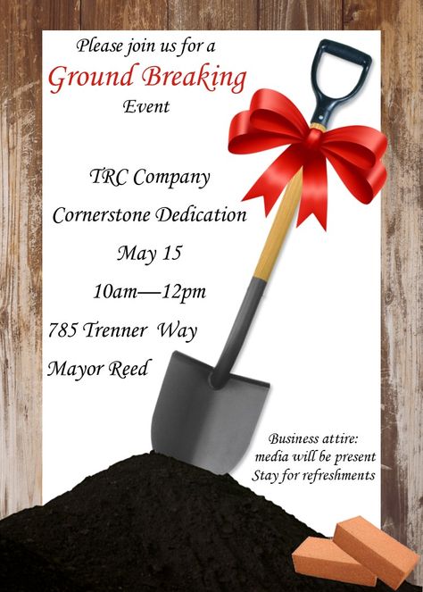 Shovel with Red Ribbon Ground Breaking Invitations Opening Card Invitation, Groundbreaking Event Ideas, Ground Breaking, Groundbreaking Ceremony Invitations, Groundbreaking Ceremony Ideas, Ground Breaking Ceremony Ideas, Ground Breaking Ceremony Invitation, Ground Breaking Ceremony, Opening Ceremonies Party