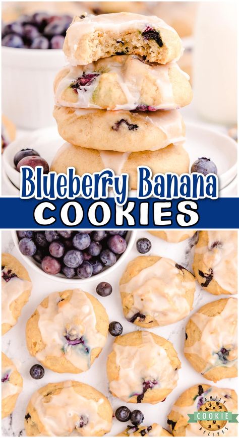 Blueberry Muffin Tops, Cookies Blueberry, Blueberry Muffin Topping, Frozen Banana Recipes, Blueberry Cookies, Muffin Tops, Blueberry Desserts, Banana Cookies, Blueberry Muffin