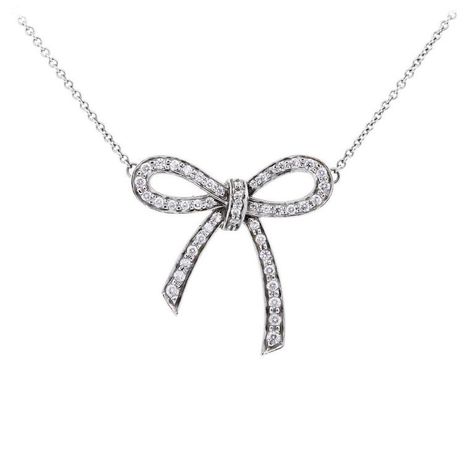 Necklace Diamond Pendant, Pendant Necklace Diamond, Platinum Necklace, Platinum Pendant, Diamond Pendant Jewelry, White Diamond Necklace, Tiffany And Co Necklace, Silver Diamond Jewelry, Bow Pendant