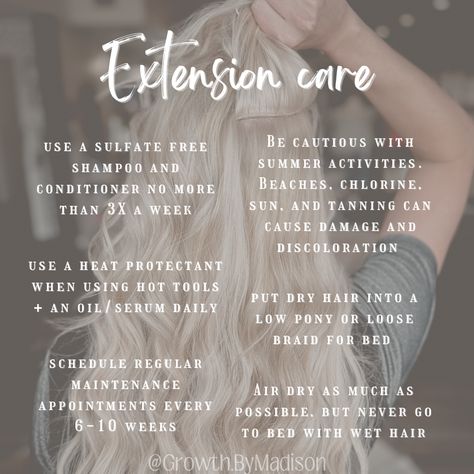 Hair extension care tips. Sewin weft hand tied Hair Extension Model Call, Hair Extensions Tips And Tricks, Hair Extension Organization, Hand Tied Weft Hair Extensions Care, Extension Care Tips Hair, Hair Extension Display Ideas, Hair Extensions Care Tips, K Tip Hair Extensions, Extension Lengths