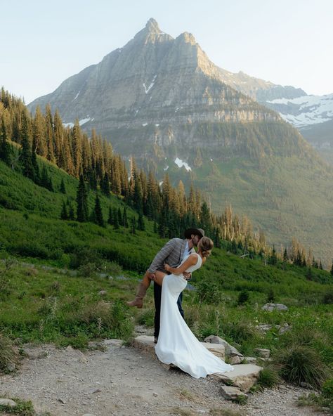 Montana Bride | Wedding Inspiration | This is forever 🫶🏻 #glaciernationalpark Photo @emmakaylinphoto (#MBV) Beauty @rachelnessmua | Instagram Married On A Mountain, Montana Elopement Ideas, Elope Mountains, Elope Montana, Wedding In Montana, Telluride Elopement, Montana Bride, Montana Wedding Venues, Mountain Bridals