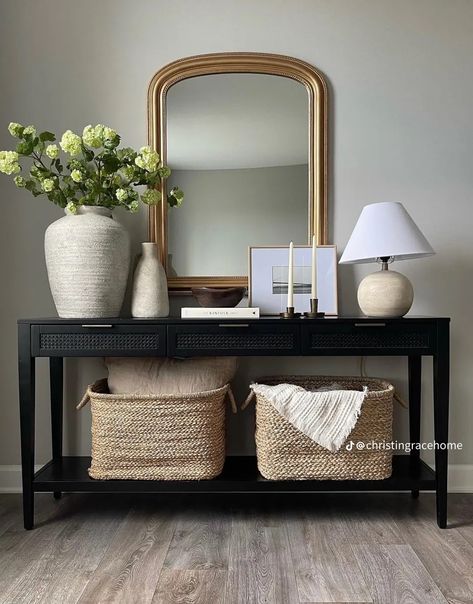 Entry Console Table Decor, Neutral Entryway, Console Table Decor, Decor Tips And Tricks, Entry Console, Entryway Table Decor Ideas, Entry Console Table, Simple Living Room Decor, Console Table Decorating