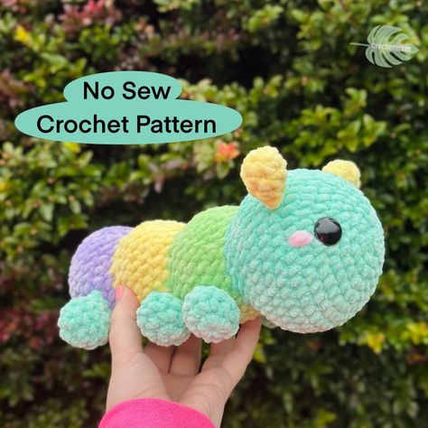 Crochet Caterpillar Pattern, Crochet Caterpillar, Mushroom Patterns, No Sew Crochet, Octopus Crochet Pattern, Stitching Ideas, Easy Crochet Animals, Confection Au Crochet, Crochet Mushroom