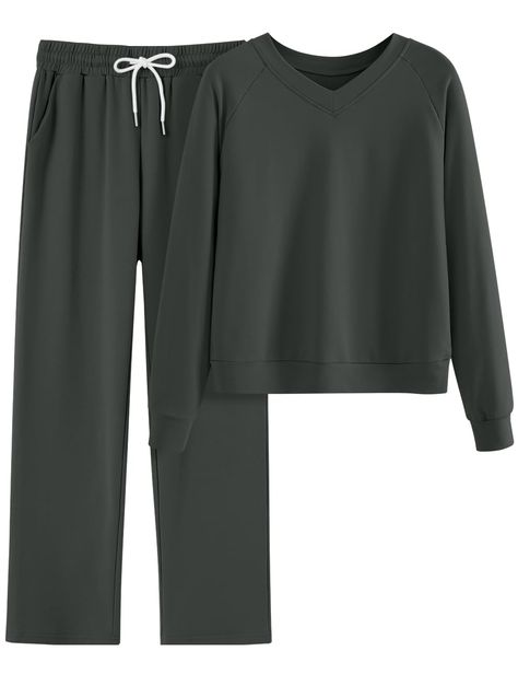 PRICES MAY VARY. Lounge Sets:Women's fashion sweatshirt tops and long bottoms sweatsuit sets with casual style,two piece loungewear outfits,2 side pocket,long sleeve and v neck design,a soft loose fitting tracksuit sets Recommended Outfits:Easy to dress up or down, can wear the pieces separately, not only you can wear sweatshirt alone,and then match other bottoms,like jeans,skirts,bike bottoms,but also can wear sweatpants alone,and then match other tops,hoodies,crop tank,very versatile. Occasion Womens Two Piece Outfits, Bike Skirt, Hoodies Crop, Sweatsuit Outfit, How To Wear A Blanket Scarf, Two Piece Loungewear, Matching Sweatsuit, V Neck Sweatshirt, V Neck Design