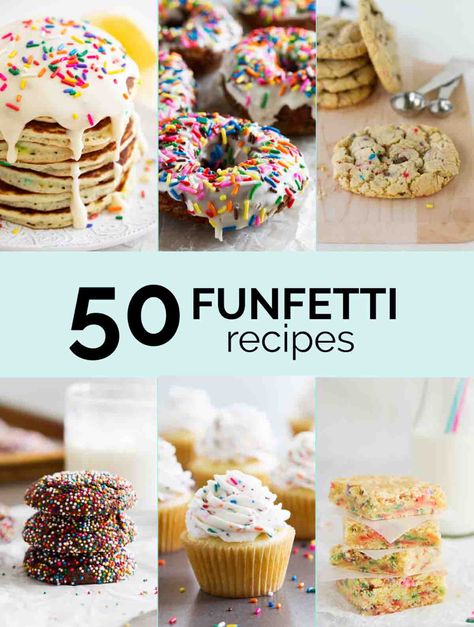 Birthday Cake Flavored Desserts, Confetti Recipes, Funfetti Dessert Recipes, Funfetti Cake Mix Recipes, Funfetti Recipes, Funfetti Sprinkles, Great Dinner Ideas, Funfetti Cupcakes, Funfetti Cookies