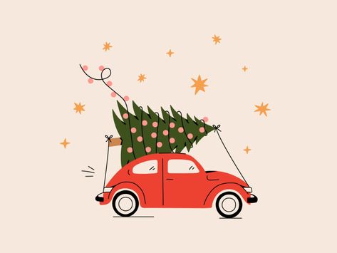 Trim the Tree by Kirbie Koonse on Dribbble Illustration Noel, Cute Christmas Wallpaper, Holiday Icon, Christmas Car, Christmas Post, Colour Inspiration, Christmas Icons, Christmas Characters, Christmas Drawing