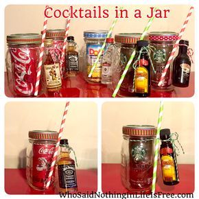 DIY Holiday Gift Idea - Cocktails in a Jar Cocktails In A Jar, Holidays Cocktails, Jar Cocktails, Mason Jar Cocktail Gifts, Coca Cola Party, Joululahjat Diy, Mason Jar Cocktails, Liquor Gifts, Diy Cocktails