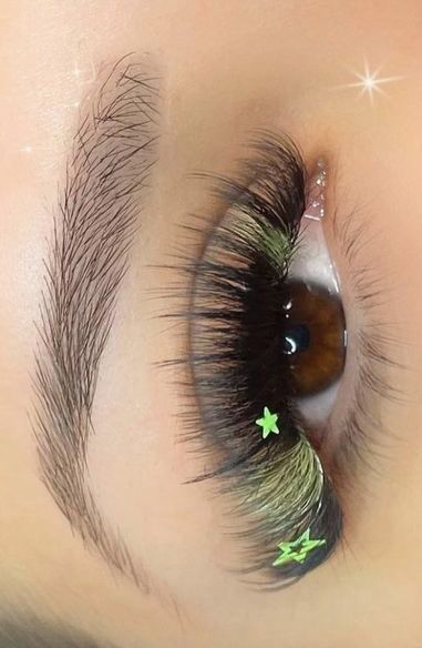 Yellow Eyelash Extensions, Lash Extension Decals, Decal Lash Extensions, Lashes With Decals, Colour Eyelash Extensions, Lashes Extensions Color, Lash Extensions With Decals, Yellow Lash Extensions, Y2k Lashes