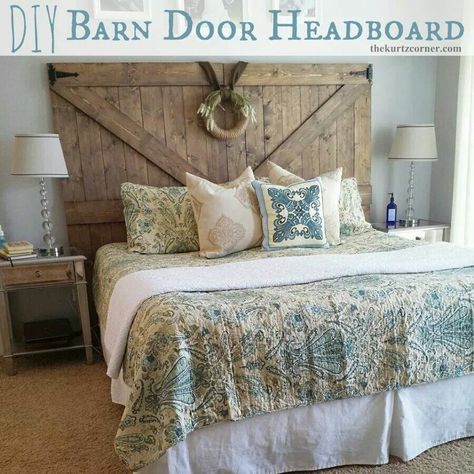 Barnyard design Barn Door Headboard Diy, Door Headboard Diy, Country Headboard, Barn Door Headboard, Diy Barn Door Plans, Door Headboards, Door Headboard, Headboard Diy, Headboard Ideas