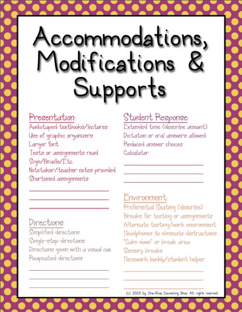 Organization Binder :: IEP Accommodations Cheat Sheet Great idea as a quick reference guide for gen ed teachers. Teacher Binder Organization, Iep Organization, Organization Binder, Colon Cleansing, Co Teaching, Teaching Special Education, Learning Support, Special Education Resources, Sped Teacher