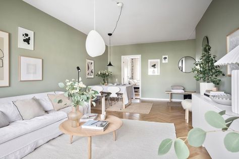 Green Living Room Color Scheme, Sage Living Room, Green Walls Living Room, Sage Green Living Room, Green Living Room Decor, Living Room Wall Color, Room Wall Colors, Natural Living Room, Living Room Color Schemes