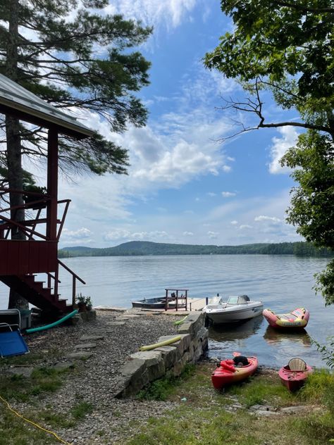 cottage on a lake Old Lakehouse Aesthetic, Michigan Lake House Cottages, Small Lake Cottage, Cottage By The Lake, Archers Voice, Michigan Lake House, Cottage Photography, Lake Houses Exterior, England Summer