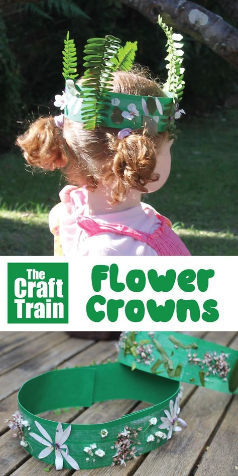 Flower crown kids can make – a great way to inspire imaginary play and get kids being creative outdoors. Perfect for preschoolers!  #flowers #flowercrown #flowercraft #summer #spring #nature #naturecraft #pretendplay #crown #naturecrown #thecrafttrain Flower Crown Kids, Diy With Kids, Simple Flower Crown, Crown Kids, Forest School Activities, Crown For Kids, Imaginary Play, Outdoor Crafts, Being Creative