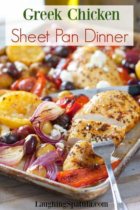 Chicken and Fresh Veggies all tossed together in an easy and big flavored marinade.   #healthychickendinner #sheetpandinner #chickenbreasts #whole30 #paleo via @laughingspatula Chicken Sheet Pan, Sheet Pan Dinners Chicken, Healthy Chicken Dinner, Slim Fast, Pan Chicken, Greek Chicken, Pan Recipes, Sheet Pan Dinners, Sheet Pan Recipes