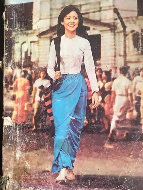 Vintage Myanmar, Myanmar Clothes, Korean Hair Color, Thai Fashion, Thai Clothes, Burmese Clothing, Traditional Dresses Designs, Myanmar Traditional Dress, Myanmar Dress Design