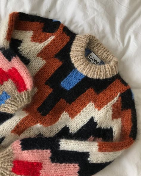 Our Daily Edit on Instagram: “Our kind of knitwear - thanks @ganni ❤️��💙🖤💗 #ganni #gannigirls #knitwear #mohairknit” Ganni Knitwear, Ganni Knit, Ganni Sweater, Vivian Westwood, Edit On Instagram, Scrap Yarn, Mohair Knit, Textiles Fashion, Get Dressed