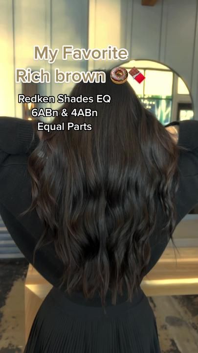 Redken Shades Eq Formulas Cool Brown, Dark Brown Formula Hair Color, Dark Brown Hair Redken Formula, Dark Brown Hair Color Formulas, Redken Shades Eq Formulas Black, Chocolate Brown Shades Eq, Deep Chocolate Brown Hair Formula, Dark Hair Formulas, 4m Shades Eq