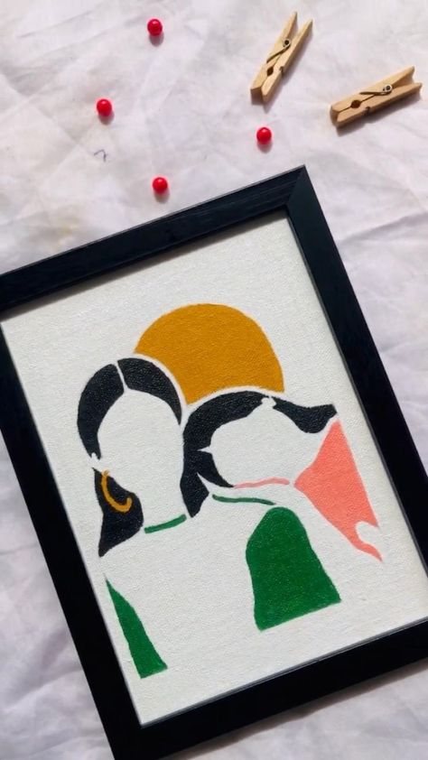 Illustration Art On Canvas, A5 Canvas Painting, Acrylic Illustration Art, Simple Love Art Ideas, Canvas Painting Ideas For Gifting, Art Drawings Beautiful Easy, Gifts Of Love, Paintings To Give As Gifts, Painting For Sister Birthday