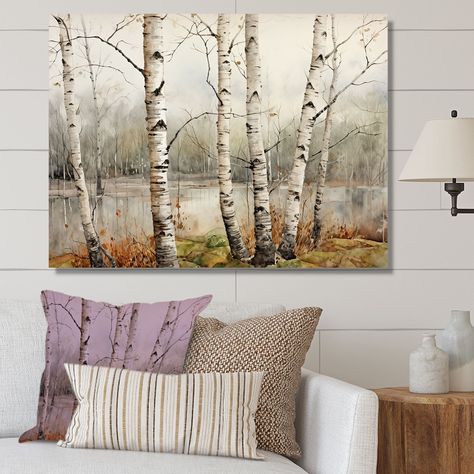 Birches Painting, Birch Wall, Home Interior Accessories, Silver Birch, Birch Trees, Pastel Art, Floral Wall Art, Online Art Store, Floral Wall