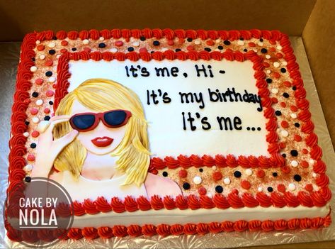 Taylor Swift themed cake…I think it looks quite a bit like Taylor…#decoratedcakes #cakedecorating #cakesofinstagram #instacake #cakestagram #decoratedsheetcake #sheetcakesdonthavetobeboring #sheetcake #birthdaycake #taylorswift #taylorswiftcake #handcutfondant #handpaintedfondant #decoratedcakes Taylor Swift Cookie Cake Ideas, Taylor Swift Bday Cake Ideas, 13 Taylor Swift Cake, Taylor Swift Teen Birthday Party, Taylor Swift Birthday Cake Ideas 13, Taylor Swift Inspired Birthday Cake, Easy Taylor Swift Cake, Taylor Swift Sheet Cake, Taylor Swift Cookie Cake