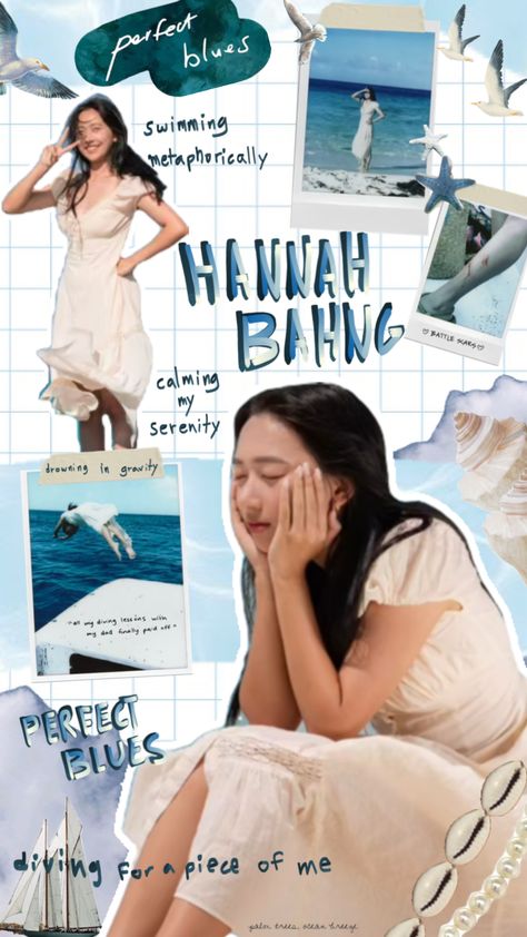 Hannah Bang, Hannah Bahng, Girls Hannah, Blue Roses Wallpaper, Blue Poster, Music Poster, Blue Ocean, Her Hair, Bangs