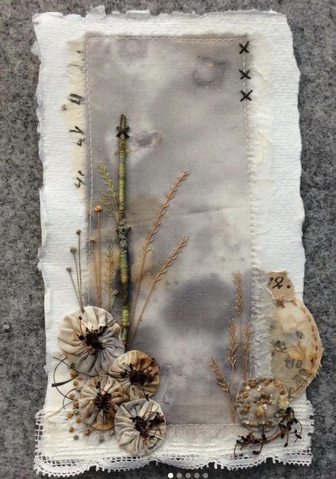 Autumn Slow Stitching, Slow Stitching Ideas, Oak House, Stitching On Paper, Textile Collage, House Journal, Tea Bag Art, Mixed Media Textiles, Textile Art Embroidery