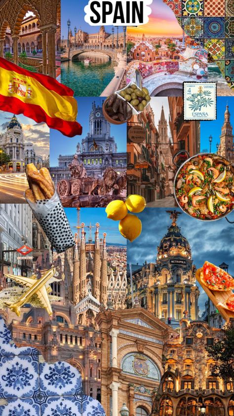 Spain Ipad Wallpaper, Wallpapers Travel Aesthetic, Spain Collage Aesthetic, Spanish Asthetic Picture, Travel Art Collage, Madrid Spain Aesthetic Wallpaper, Spain Aesthetics Wallpaper, Spain Wallpaper Iphone, Spain Wallpaper Aesthetic