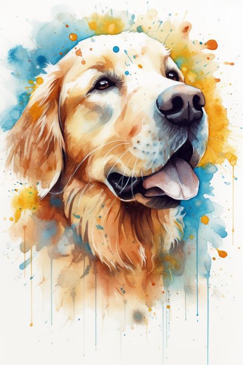 Golden Retriever Wasserfarben GoldenPals.de W Painting Golden Retriever, Dog Painting Pop Art, Golden Retriever Painting, Dog Watercolor Painting, Golden Retriever Art, Pet Paintings, Canine Drawing, Dog Portraits Art, Watercolor Dog Portrait