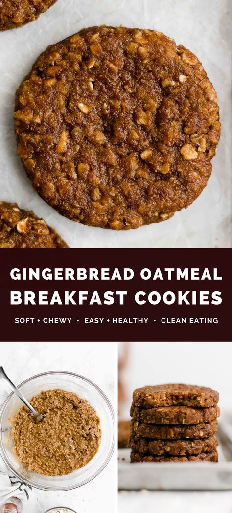 Molasses Oatmeal Cookies, Gingerbread Oatmeal Cookies, Gingerbread Breakfast, Holiday Breakfast Ideas, Oatmeal Cookies Soft, Molasses Oatmeal, Cookies Molasses, Gingerbread Oatmeal, Chewy Ginger Molasses Cookies