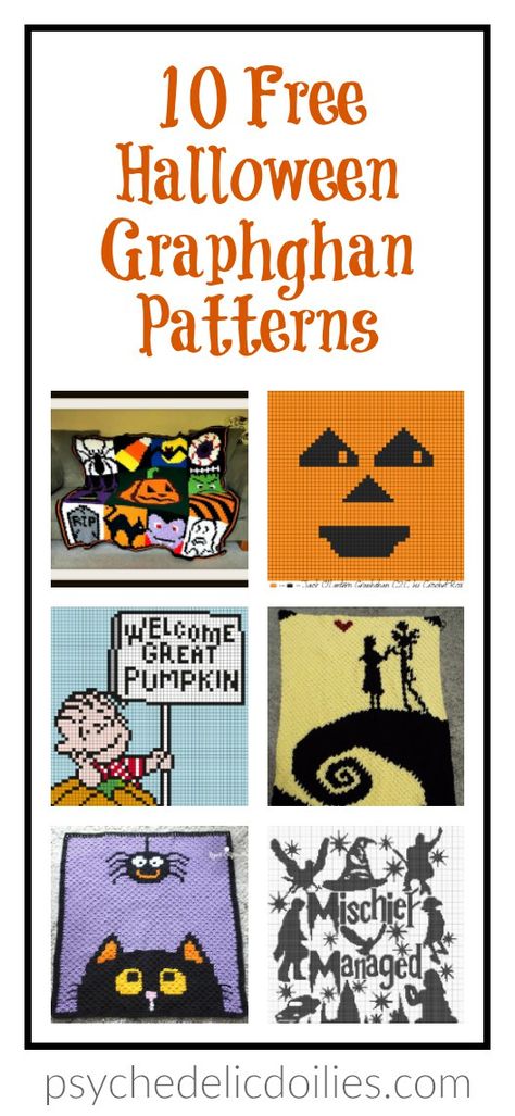 Free Crochet Halloween Graphghan Patterns Halloween Blanket Crochet, Halloween Crochet Blanket, Samhain Crafts, Free Halloween Crochet Patterns, Free Halloween Crochet, Graphghan Patterns, Crochet Graphgan, Kris Kross, Crochet Holiday