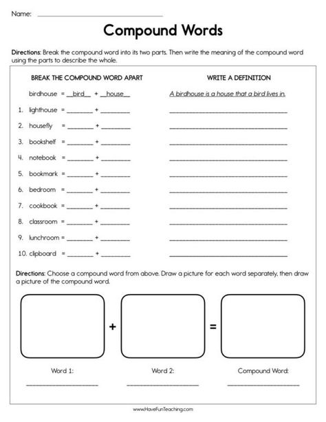 Compound Words - Have Fun Teaching Words Worksheets For Kindergarten, Abc Order Worksheet, Compound Words Worksheets, Earth Day Worksheets, Character Trait Worksheets, Compound Words Activities, Calendar Worksheets, Words Worksheet, Subtraction Kindergarten