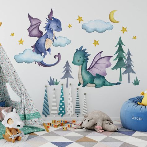 PRICES MAY VARY. Lovely Kids Room Decor: These original wall decals with cute baby dragons are designed by our professional designers with various colorful patterns and perfectly DIY a magic and unique space for your kids. These nursery wall arts are suitable for bedroom, playroom, living room, nursery room, kindergarten, school, classroom, daycare, preschool, etc. Peel And Stick: Self-adhesive decal is easy to stick on your wall! Just peel and stick decal to your wall, no need to use transfer g