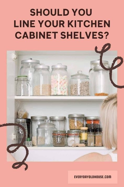 Should you line you kitchen cabinet shelves and drawers? Here's 8 pros and cons to consider. #organization #kitchen #kitchencabinets Kitchen Cabinet Inside Ideas, Lining Kitchen Drawers, Lining Kitchen Cabinets Shelves, Lining Cabinets And Drawers, Kitchen Cabinet Shelf Liner Ideas, Kitchen Drawer Liner Ideas, Kitchen Shelf Liner Ideas, Cabinet Liner Ideas, Lining Kitchen Cabinets