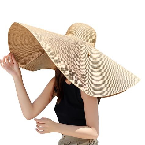 PRICES MAY VARY. Premium Material: Hand woven large straw hat, roll up big floppy beach hats for women, three-dimensional and smooth, lightweight and durable, comfortable and breathable for all-day wear, can be used for years. Extra Large Brim: Oversized sun hat expanded diameter: 27.55", 10 inch wide brim, not only adding fashionable and cool, but also blocking about 50%-80% UVA rays and provide a perfect shade for your face and neck. Packable Sun Hats: The oversized straw hat women with an adj Oversized Sun Hat, Straw Hats For Women, General Gift Ideas, Packable Sun Hat, Floppy Sun Hat, Floppy Beach Hat, Pretty Hats, Beach Hats, Floppy Sun Hats