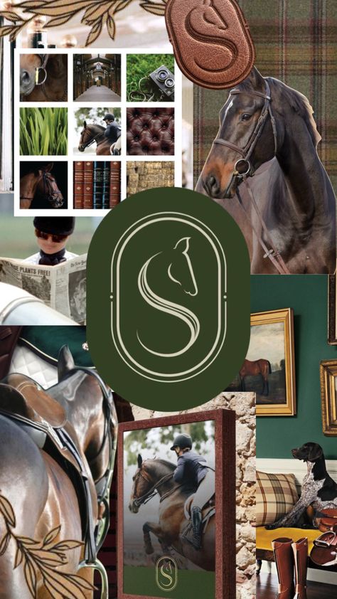 Horse Moodboard, Old Money Horse Aesthetic, Aesthetic Equestrian Wallpaper, Aesthetic Horse Stable, Horse Branding Design, Equestrian Website Design, Horse Stables Design, Money Logo, Horse Brand