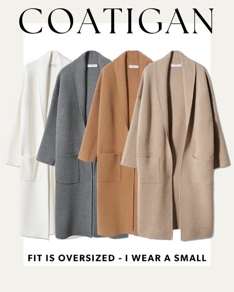 Mango Cardigan Outfit, Coatigan With Dress, Coatigan Outfit Winter, Long Cardigan Outfit Fall 2023, Coatigan Outfit Casual, Mango Coatigan, Knit Coat Outfit, Cardigan Coat Outfit, Oversized Coat Outfit