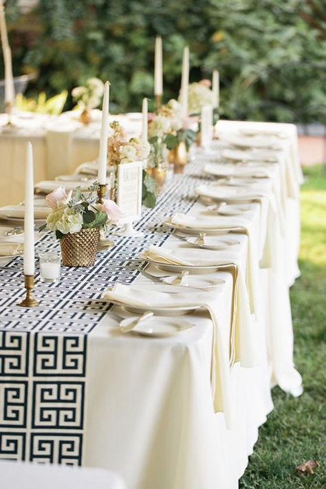 Best Wedding Table Runners Grecian Wedding, Greek Dinners, Toga Party, New Castle, Table Runners Wedding, Greek Wedding, Castle Wedding, Wedding Tablescapes, Rehearsal Dinner