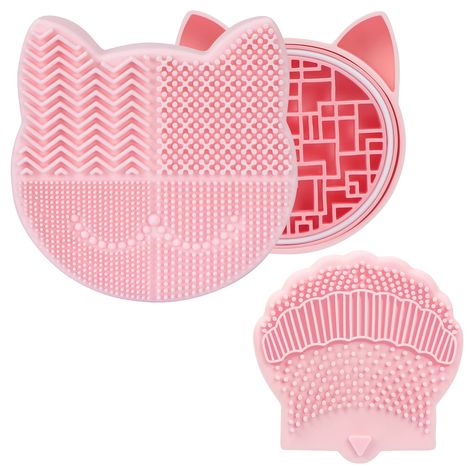 PRICES MAY VARY. [Silicone Makeup Brush Cleaner]: Includes 1x cat shape brush cleaning mat and claw shape brush cleaning mat, pink color. Make it easy to clean your makeup brushes and meet replacement needs [2 in 1 Design]: The cat shape makeup cleaner is detachable. One part is the brush cleaning mat, one part is a brushes organizer for holding your brushes. It is used to dry or store cosmetic brushes [Deeply Clean]: Songaa makeup brushes cleaner has 3 different raised area on the surface, suit Makeup Brush Cleaning Mat, Makeup Cleaner, Makeup Brush Cleaning, Silicone Makeup, Organizer Makeup, Cosmetic Brush, Makeup Brush Cleaner, Brush Cleaning, How To Clean Makeup Brushes