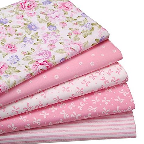 PRICES MAY VARY. Material: 100% high quality cotton Technology: Twill ( Dense, soft );Patterns: Floral,stripe,bow-knot Size:About 18" x 22"/46cmx56cm each piece;Packing: 5 x Fat Quarters Eco-friendly printed fabric, soft and comfortable,breathable, heat-resistant, moisture absorption. Used for pillows, cushions, doll cloth, quilting, patchwork, scrapbook, kids bedding and other needlework sewing. Material: 100% cotton   Packing: 5pcs of different designs fabric as picture shown  Size: About 18"x Moda Fabric Collections, Quilt Fabric Bundles, Sewing Machine Quilting, Patterns Floral, Vintage Floral Fabric, Patchwork Quilt Patterns, Sewing Material, Fabric Bundle, Square Pattern