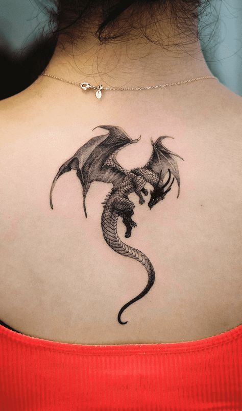 Beautiful Tattoo Design Ideas Images Dragon Shin Tattoo, Dragon Tattoo Under Breast, Dragon Knee Tattoo, European Dragon Tattoo, Big Dragon Tattoo, Elegant Dragon Tattoo, Mythical Dragon Tattoo, Dragon Tattoo Men, Beautiful Dragon Tattoo