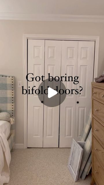 Bifold Door Closet Organization Ideas, Remove Bifold Closet Doors, Closet Door Handles Bifold, Bifold Into French Doors, Closet Door Design Ideas, By Folding Doors, Farmhouse Bifold Closet Doors, Converting Bifold Doors To French Doors, Bifold Pocket Doors