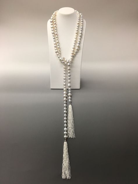 South Sea Pearl Rope Necklace Total of 67 1/2" Pearl Rope Necklace, Long Pearl Necklace Outfit, Pearl Necklace Outfit, Channel Jewelry, Pearl Rope, 11 March, Russian Jewelry, Necklace Outfit, Pearl And Diamond Necklace