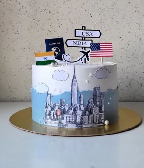 Going Abroad Cake, Farewell Cake For Friend Going Abroad, Poses For Ethnic Wear, Safe Journey Cake, Farewell Cake Designs, Travel Theme Cake, Journey Cake, Bon Voyage Cake, Welcome Home Cakes