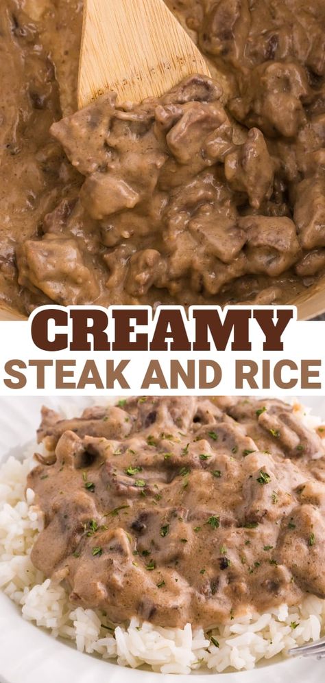 Creamy Steak, Leftover Steak Recipes, Beef Tips And Rice, Recipes By Ingredients, Steak Dinner Recipes, Round Steak Recipes, Steak And Rice, Leftover Steak, Easy Steak Recipes