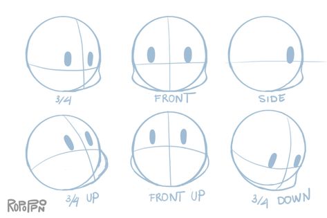 Chibi Head Perspective, Chibi Style Tutorial, Chibi Art Style Reference Hair, Chibi Face Shape, Chibi Head Angles, Chibi Perspective, How To Draw Chibi Step By Step, Chibi Head Tutorials, Chibi Head Drawing