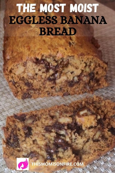 sliced banana bread without eggs Easy Gf Banana Bread, Banana Dessert Recipes No Egg, One Egg Banana Bread, Banana Bread Recipe With No Eggs, Banana Recipe Without Eggs, Healthy Eggless Banana Bread, Easy Banana Bread No Egg, Banana Recipe No Eggs, Egg Less Banana Bread