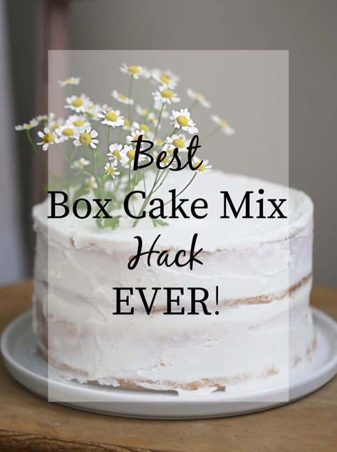 2 layer white cake | Created by Diane Bakery Box Cake Recipe, Best Cakes For Decorating, Best Box Cake Mix Hacks, Bakery Cake From Boxed Cake, Bakery Cakes From Box How To Make, White Cake Mix Boxed Hacks, Vanilla Cake From Box Cake Mixes, Vanilla Cake Using Box Cake, Best Boxed Cake Mix Recipes