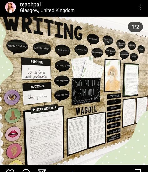 Reading Working Wall, Year 5 Literacy Working Wall, Year 7 Classroom Ideas, Display Student Writing, Secondary School English Displays, Display Writing In Classroom, Literacy Display Ks2, Literacy Display Year 1, Ks1 English Display