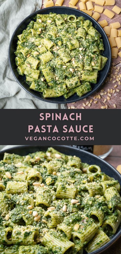 Spinach And Arugula Pasta, Spinach Cheese Pasta, Quick Spinach Pasta, Creamy Spinach Pasta Sauce, Vegan Spinach Pasta Sauce, Spinach In Pasta, Healthy Spinach Pasta Recipes, Raw Spinach Recipes, Spinach Sauce For Pasta